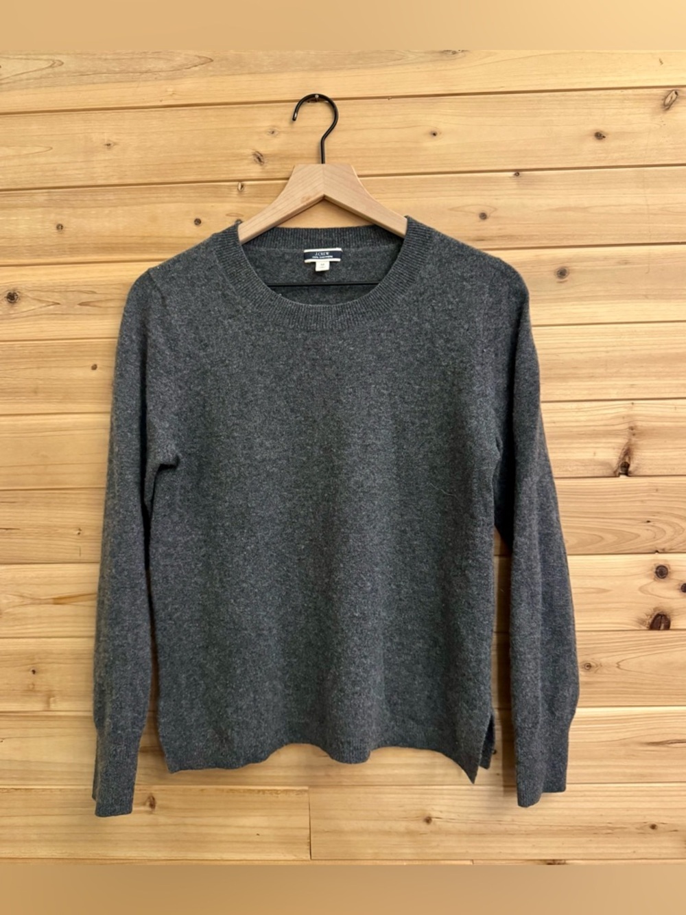 J Crew Medium Dark Heather Gray Cashmere Slim Fit Crewneck Sweater